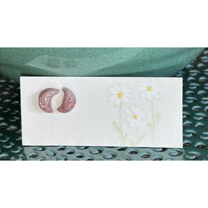 From my “Tinys Collection” Pink Marble Moons Earrings Posts